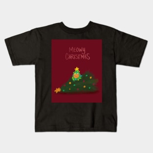 Meowy Christmas - cat in a christmas tree Kids T-Shirt